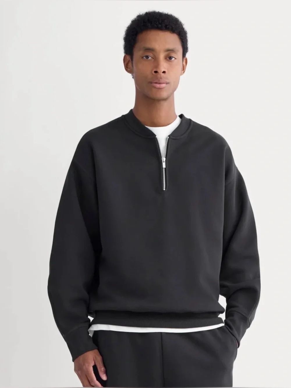 New Everlane LUXE FLEECE HALF-ZIP PULLOVER Black Size M